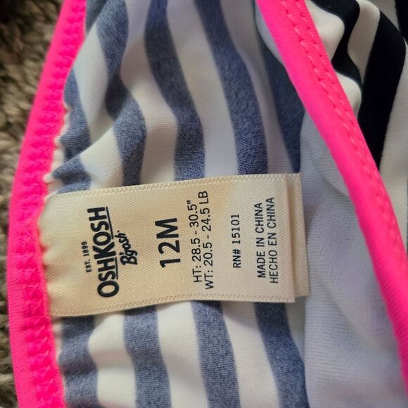 Navy and Pink Striped Heart Swimsuit Set - Picture 4 of 5